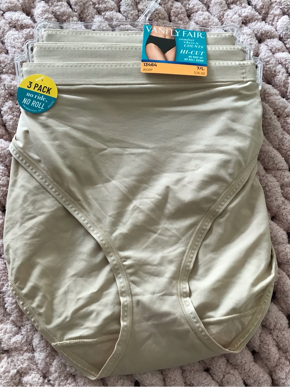 Vanity Fair 13484 Large Size 7 Comfort Hi Cut Panties Beige